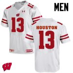 Men's Wisconsin Badgers NCAA #13 Bart Houston White Authentic Under Armour Stitched College Football Jersey MQ31L82IV